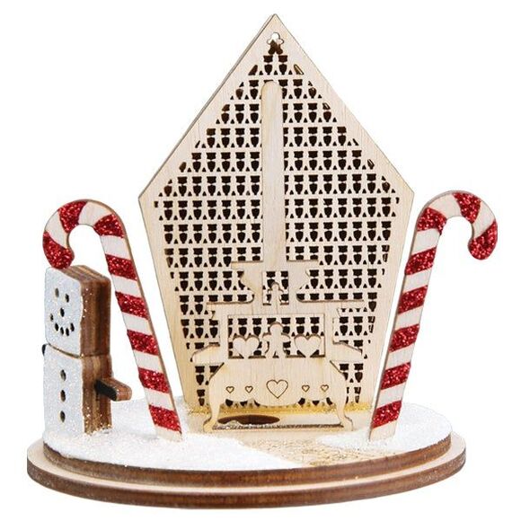 Hansel and Gretyl Style Gingerbread House Christmas Holiday Ornament Wood - Picture 2 of 7